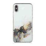 For iPhone X / XS Hollow Marble Pattern TPU Straight Edge Fine Hole Protective Case(Black)