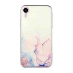 For iPhone XR Hollow Marble Pattern TPU Straight Edge Fine Hole Protective Case(Pink)