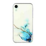 For iPhone XR Hollow Marble Pattern TPU Straight Edge Fine Hole Protective Case(Blue)