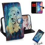 For Galaxy M30s Colored Drawing Pattern Colorful Magnetic Buckle Horizontal Flip PU Leather Case with Holder & Card Slots & Wallet & Lanyard(White Lion)