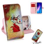 For Xiaomi Redmi Note 8 Colored Drawing Pattern Colorful Magnetic Buckle Horizontal Flip PU Leather Case with Holder & Card Slots & Wallet & Lanyard(Glasses Fox)