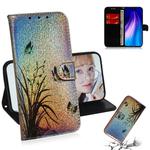 For Xiaomi Redmi Note 8 Colored Drawing Pattern Colorful Magnetic Buckle Horizontal Flip PU Leather Case with Holder & Card Slots & Wallet & Lanyard(Butterfly Orchid)