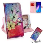 For Xiaomi Redmi Note 8 Colored Drawing Pattern Colorful Magnetic Buckle Horizontal Flip PU Leather Case with Holder & Card Slots & Wallet & Lanyard(Magnolia)