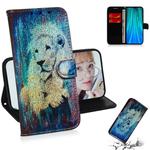 For Xiaomi Redmi Note 8 Pro Colored Drawing Pattern Colorful Magnetic Buckle Horizontal Flip PU Leather Case with Holder & Card Slots & Wallet & Lanyard(White Lion)