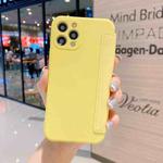 Imitate Liquid Silicone Horizontal Flip Leather Case with Card Slots For iPhone 12 Pro Max(Yellow)