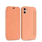 For iPhone 11 Imitate Liquid Silicone Horizontal Flip Leather Case with Card Slots (Orange)