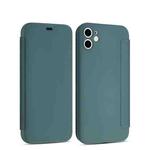 For iPhone 11 Pro Imitate Liquid Silicone Horizontal Flip Leather Case with Card Slots (Dark Green)