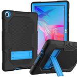 For Huawei MatePad T10 Contrast Color Robot Shockproof Silicone + PC Protective Case with Holder(Black Blue)