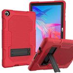 For Huawei MatePad T10 Contrast Color Robot Shockproof Silicone + PC Protective Case with Holder(Red Black)