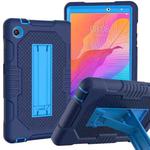 For Huawei MatePad T8 8.0(2020) Contrast Color Robot Shockproof Silicone + PC Protective Case with Holder(Navy Blue)