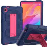 For Huawei MatePad T8 8.0(2020) Contrast Color Robot Shockproof Silicone + PC Protective Case with Holder(Navy Blue Rose)
