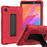 For Huawei MatePad T8 8.0(2020) Contrast Color Robot Shockproof Silicone + PC Protective Case with Holder(Red Black)