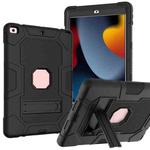 For iPad 10.2 2021 / 2020 / 2019 Contrast Color Robot Shockproof Silicone + PC Protective Case with Holder(Black)