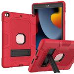 For iPad 10.2 2021 / 2020 / 2019 Contrast Color Robot Shockproof Silicone + PC Protective Case with Holder(Red Black)