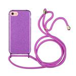 Glitter Powder Shockproof TPU Protective Case with Lanyard For iPhone 6(Purple)