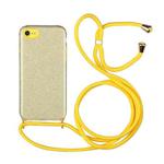 Glitter Powder Shockproof TPU Protective Case with Lanyard For iPhone 6(Yellow)