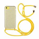 For iPhone SE 2022 / SE 2020 / 8 / 7 Glitter Powder Shockproof TPU Protective Case with Lanyard(Yellow)