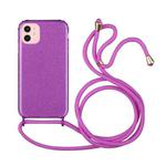 For iPhone 11 Glitter Powder Shockproof TPU Protective Case with Lanyard (Purple)