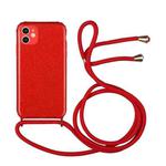 For iPhone 11 Glitter Powder Shockproof TPU Protective Case with Lanyard (Red)