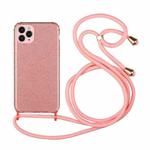 For iPhone 11 Pro Glitter Powder Shockproof TPU Protective Case with Lanyard (Pink)