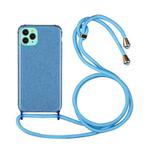 For iPhone 11 Pro Max Glitter Powder Shockproof TPU Protective Case with Lanyard (Blue)