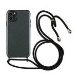 For iPhone 11 Pro Max Glitter Powder Shockproof TPU Protective Case with Lanyard (Black)