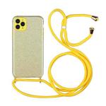 For iPhone 11 Pro Max Glitter Powder Shockproof TPU Protective Case with Lanyard (Yellow)