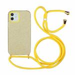 For iPhone 12 Pro Max Glitter Powder Shockproof TPU Protective Case with Lanyard(Yellow)