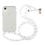 For iPhone XR Glitter Powder Shockproof TPU Protective Case with Lanyard(Silver)