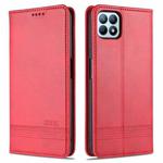 For OPPO A72 5G AZNS Magnetic Calf Texture Horizontal Flip Leather Case with Card Slots & Holder & Wallet(Red)