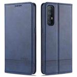 For OPPO Reno3 Pro AZNS Magnetic Calf Texture Horizontal Flip Leather Case with Card Slots & Holder & Wallet(Dark Blue)