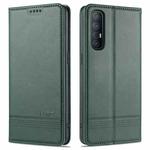 For OPPO Reno3 Pro AZNS Magnetic Calf Texture Horizontal Flip Leather Case with Card Slots & Holder & Wallet(Dark Green)