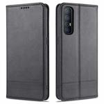 For OPPO Reno3 Pro AZNS Magnetic Calf Texture Horizontal Flip Leather Case with Card Slots & Holder & Wallet(Black)