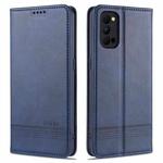 For OPPO Reno4 / Reno4 Pro AZNS Magnetic Calf Texture Horizontal Flip Leather Case with Card Slots & Holder & Wallet(Dark Blue)