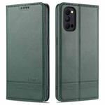 For OPPO Reno4 / Reno4 Pro AZNS Magnetic Calf Texture Horizontal Flip Leather Case with Card Slots & Holder & Wallet(Dark Green)