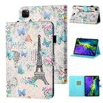 For iPad Pro 11 (2020) / (2018) Coloured Drawing Stitching Horizontal Flip Leather Tablet Case with Holder & Card Slot & Sleep / Wake-up Function(Tower and Butterflies)