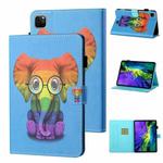 For iPad Pro 11 (2020) / (2018) Coloured Drawing Stitching Horizontal Flip Leather Tablet Case with Holder & Card Slot & Sleep / Wake-up Function(Colorful Elephant)
