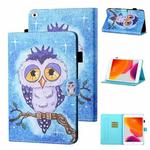 Coloured Drawing Stitching Horizontal Flip Leather Case with Holder & Card Slot & Sleep / Wake-up Function For iPad mini 5 / 4 / 3 / 2 / 1(Blue Owl)