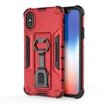 For iPhone X / XS Peacock Style PC + TPU Protective Case with Bottle Opener(Red)
