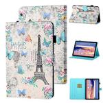 For Huawei MediaPad T5 10.1 Coloured Drawing Stitching Horizontal Flip Leather Case with Holder & Card Slot(Tower and Butterflies)