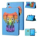 For Lenovo Tab FHD M10 Plus X606F Coloured Drawing Stitching Horizontal Flip Leather Case with Holder & Card Slot & Sleep / Wake-up Function(Colorful Elephant)