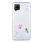 For Samsung Galaxy A12 Coloured Drawing Pattern Transparent TPU Protective Case(Flower Butterfly)