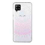 For Samsung Galaxy A12 Coloured Drawing Pattern Transparent TPU Protective Case(Pink Flower)
