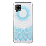 For Samsung Galaxy A42 Coloured Drawing Pattern Transparent TPU Protective Case(Blue Flower)