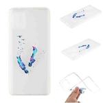 For Samsung Galaxy A91 Coloured Drawing Pattern Transparent TPU Protective Case(Feather)
