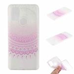 For Samsung Galaxy A91 Coloured Drawing Pattern Transparent TPU Protective Case(Pink Flower)