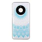 For Huawei Mate 40 Coloured Drawing Pattern Transparent TPU Protective Case(Blue Flower)