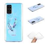 For Xiaomi Mi 10T Coloured Drawing Pattern Transparent TPU Protective Case(Feather)