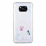 For Xiaomi Poco X3 Coloured Drawing Pattern Transparent TPU Protective Case(Flower Butterfly)
