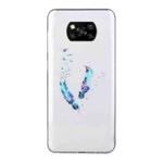 For Xiaomi Poco X3 Coloured Drawing Pattern Transparent TPU Protective Case(Feather)